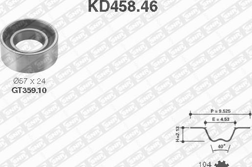 SNR KD458.46 - Комплект ангренажен ремък vvparts.bg