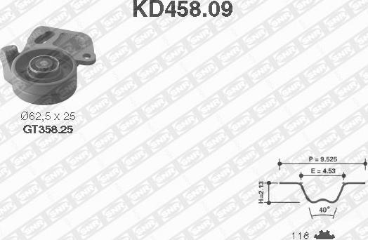 SNR KD458.09 - Комплект ангренажен ремък vvparts.bg