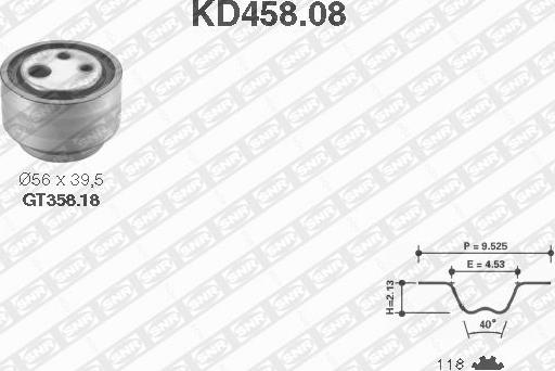 SNR KD458.08 - Комплект ангренажен ремък vvparts.bg