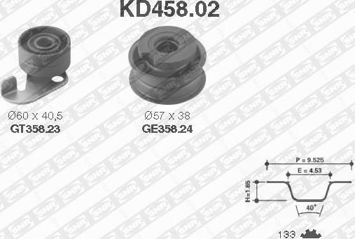 SNR KD458.02 - Комплект ангренажен ремък vvparts.bg