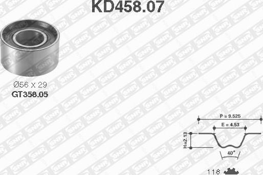 SNR KD458.07 - Комплект ангренажен ремък vvparts.bg