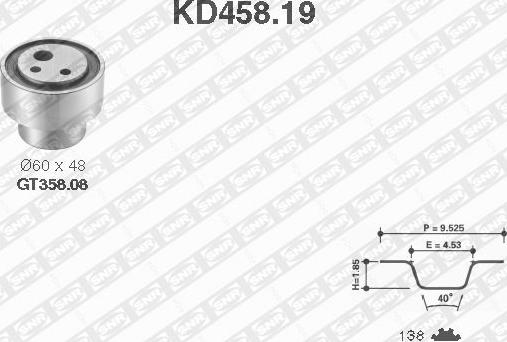 SNR KD458.19 - Комплект ангренажен ремък vvparts.bg