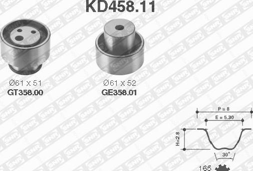 SNR KD458.11 - Комплект ангренажен ремък vvparts.bg