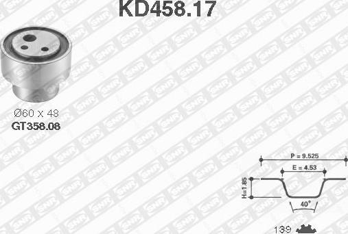 SNR KD458.17 - Комплект ангренажен ремък vvparts.bg