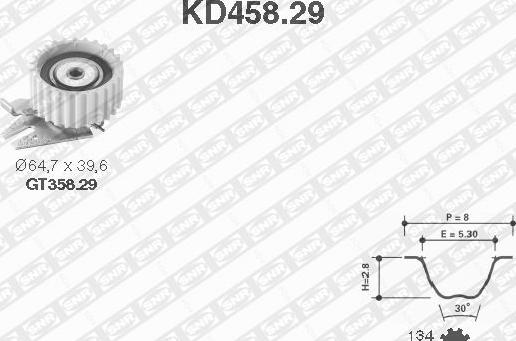 SNR KD458.29 - Комплект ангренажен ремък vvparts.bg