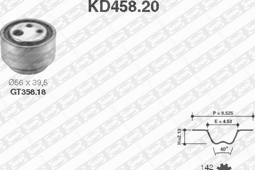 SNR KD458.20 - Комплект ангренажен ремък vvparts.bg