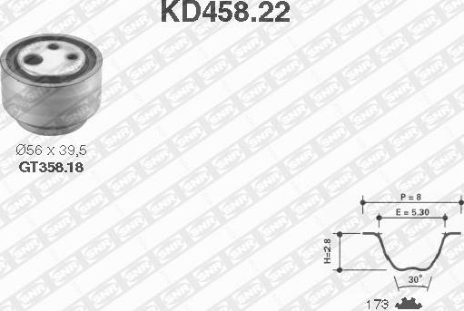 SNR KD458.22 - Комплект ангренажен ремък vvparts.bg