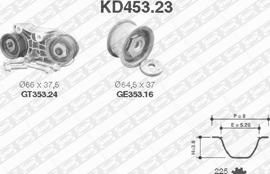 SNR KD453.23 - Комплект ангренажен ремък vvparts.bg