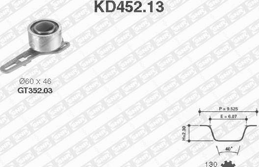 SNR KD452.13 - Комплект ангренажен ремък vvparts.bg