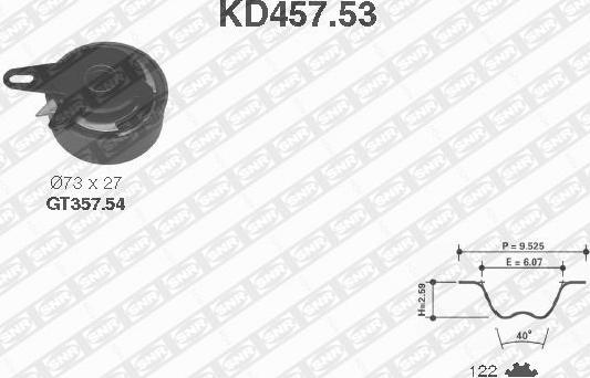 SNR KD457.53 - Комплект ангренажен ремък vvparts.bg
