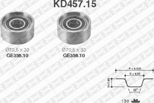 SNR KD457.15 - Комплект ангренажен ремък vvparts.bg