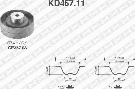 SNR KD457.11 - Комплект ангренажен ремък vvparts.bg