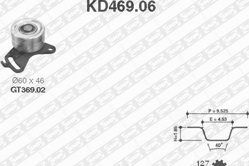 SNR KD469.06 - Комплект ангренажен ремък vvparts.bg