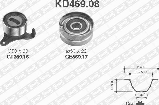 SNR KD469.08 - Комплект ангренажен ремък vvparts.bg