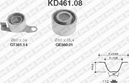 SNR KD461.08 - Комплект ангренажен ремък vvparts.bg