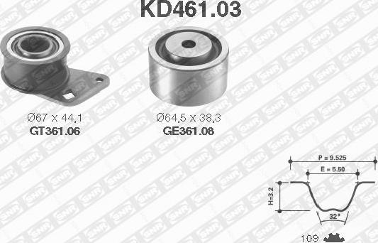 SNR KD461.03 - Комплект ангренажен ремък vvparts.bg