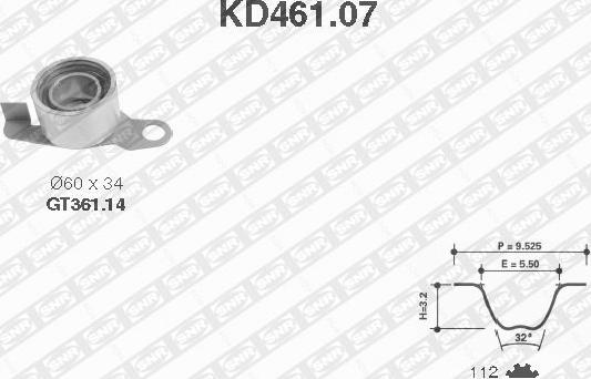 SNR KD461.07 - Комплект ангренажен ремък vvparts.bg