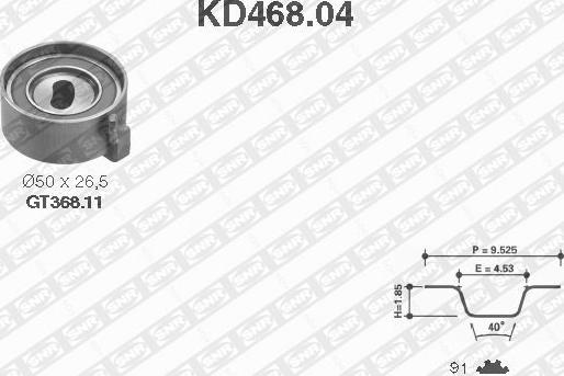 SNR KD468.04 - Комплект ангренажен ремък vvparts.bg