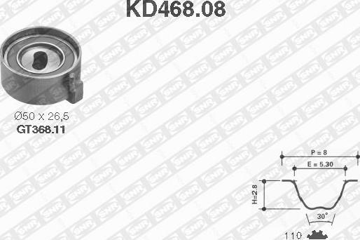 SNR KD468.08 - Комплект ангренажен ремък vvparts.bg