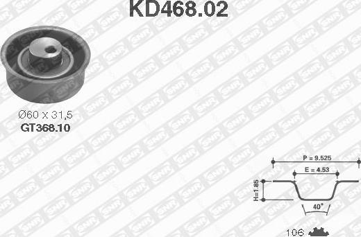 SNR KD468.02 - Комплект ангренажен ремък vvparts.bg