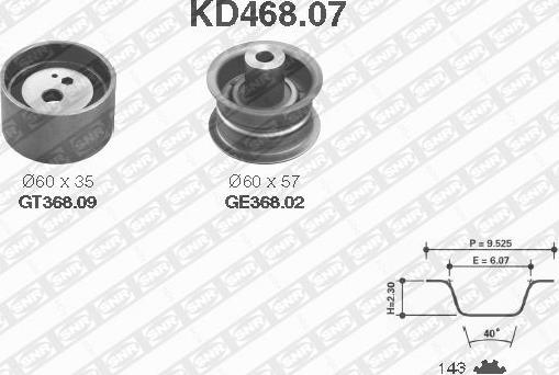 SNR KD468.07 - Комплект ангренажен ремък vvparts.bg