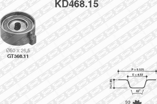 SNR KD468.15 - Комплект ангренажен ремък vvparts.bg