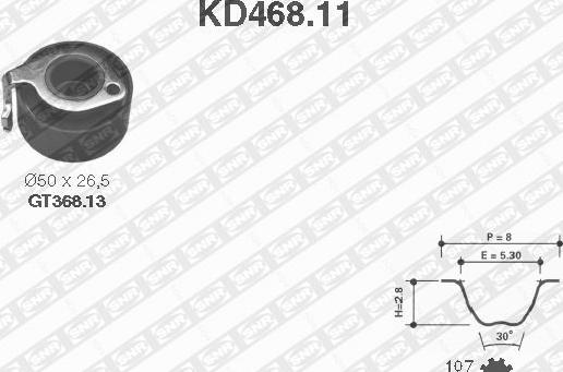 SNR KD468.11 - Комплект ангренажен ремък vvparts.bg