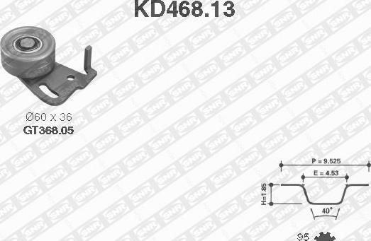 SNR KD468.13 - Комплект ангренажен ремък vvparts.bg