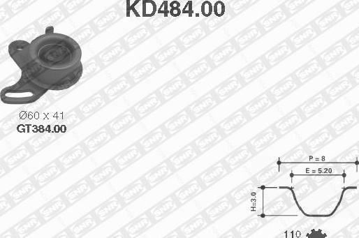 SNR KD484.00 - Комплект ангренажен ремък vvparts.bg
