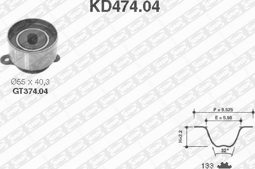 SNR KD474.04 - Комплект ангренажен ремък vvparts.bg