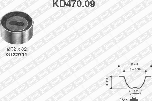 SNR KD470.09 - Комплект ангренажен ремък vvparts.bg