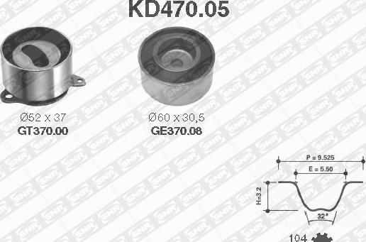 SNR KD470.05 - Комплект ангренажен ремък vvparts.bg