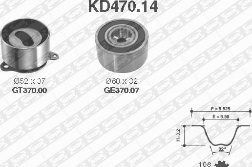 SNR KD470.14 - Комплект ангренажен ремък vvparts.bg