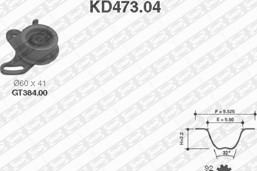 SNR KD473.04 - Комплект ангренажен ремък vvparts.bg