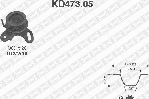 SNR KD473.05 - Комплект ангренажен ремък vvparts.bg