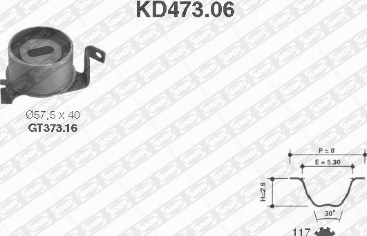 SNR KD473.06 - Комплект ангренажен ремък vvparts.bg