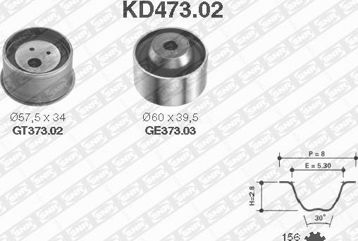 SNR KD473.02 - Комплект ангренажен ремък vvparts.bg