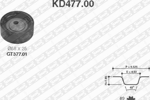 SNR KD477.00 - Комплект ангренажен ремък vvparts.bg