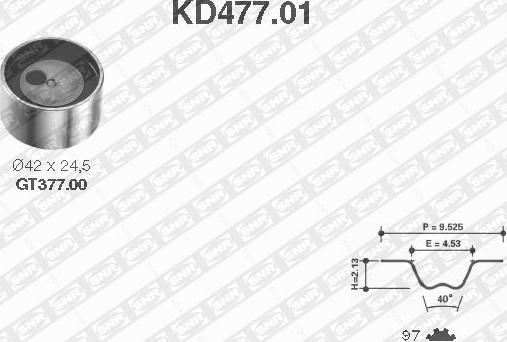 SNR KD477.01 - Комплект ангренажен ремък vvparts.bg