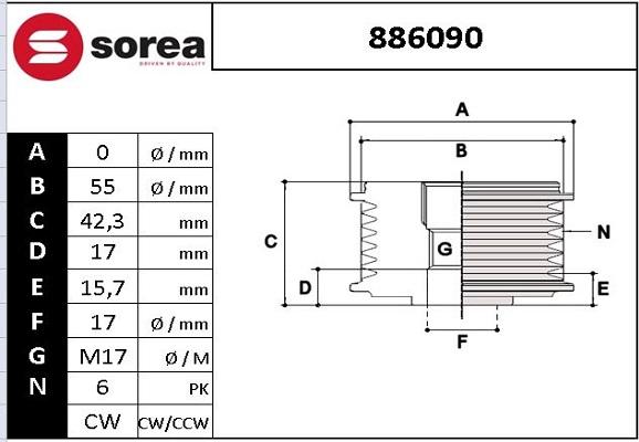 SNRA 886090 - Ремъчна шайба, генератор vvparts.bg