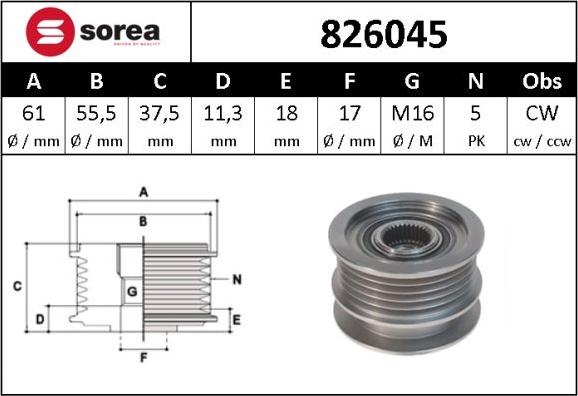 SNRA 826045 - Ремъчна шайба, генератор vvparts.bg