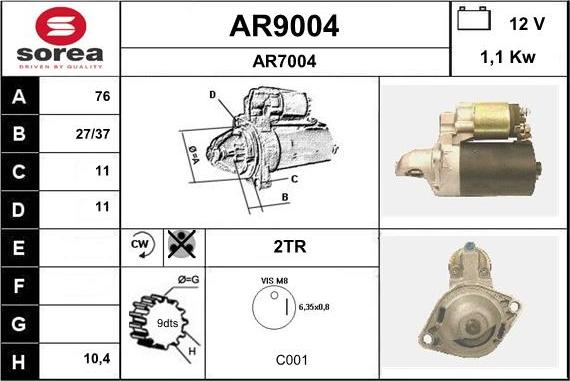 SNRA AR9004 - Стартер vvparts.bg