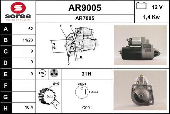 SNRA AR9005 - Стартер vvparts.bg