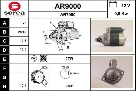 SNRA AR9000 - Стартер vvparts.bg