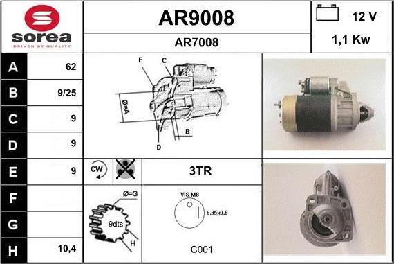 SNRA AR9008 - Стартер vvparts.bg