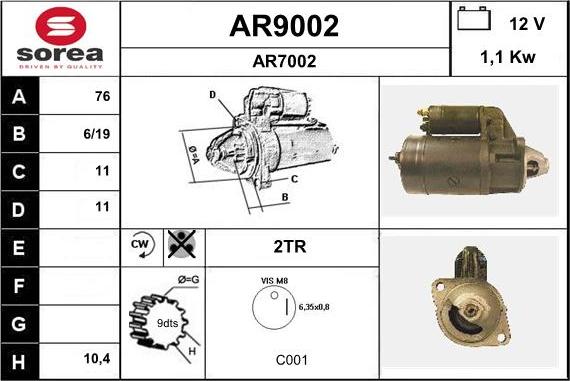 SNRA AR9002 - Стартер vvparts.bg