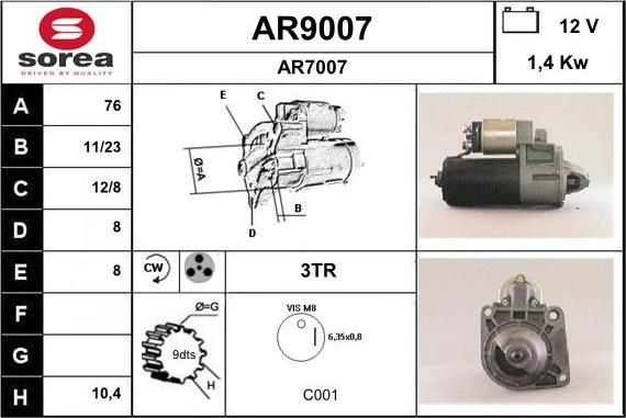 SNRA AR9007 - Стартер vvparts.bg