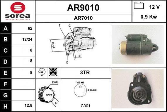SNRA AR9010 - Стартер vvparts.bg