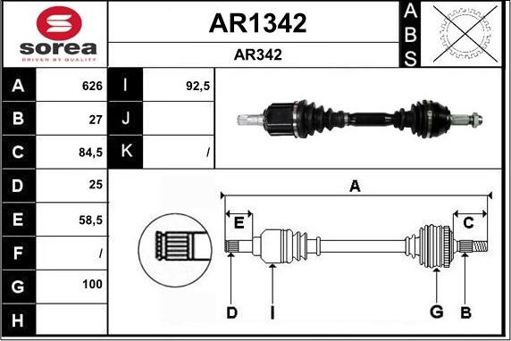 SNRA AR1342 - Полуоска vvparts.bg