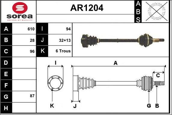 SNRA AR1204 - Полуоска vvparts.bg
